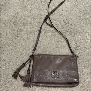 Tory Burch Taupe Leather Crossbody Bag